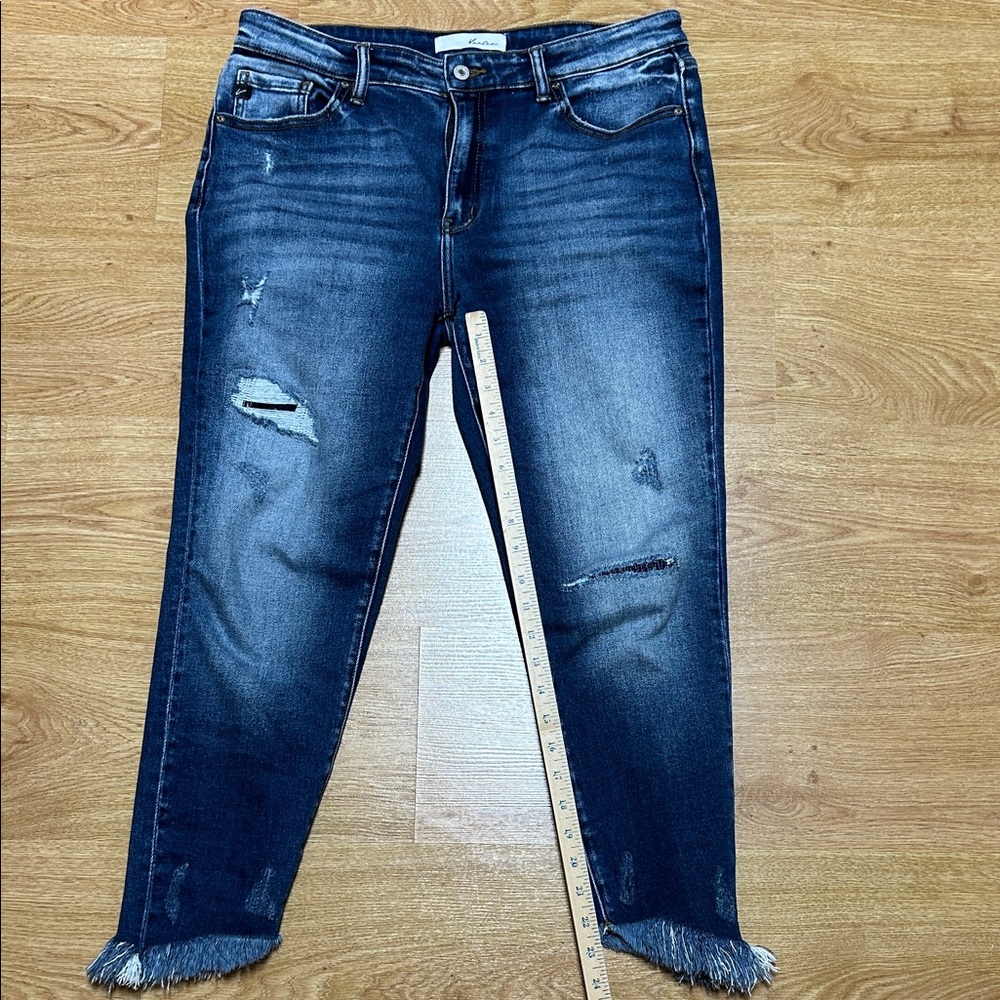 KanCan Dark Blue Distressed Ankle Jeans